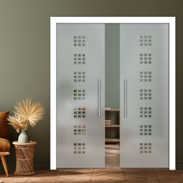 Double Pocket Sliding Glass Door with Frosted Design PSGD-0933