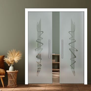 Double Pocket Sliding Glass Door with Frosted Design PSGD-0934