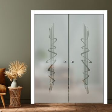 Double Pocket Sliding Glass Door with Frosted Design PSGD-0934