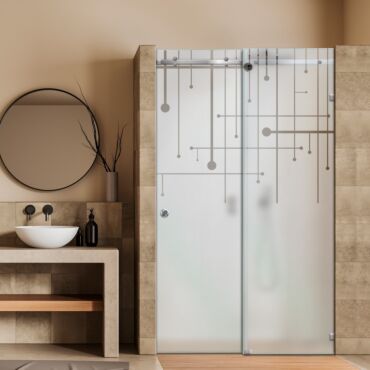 Frameless Sliding Glass Shower Door with Frosted Design FSGS - 0357