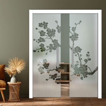 Double Pocket Sliding Glass Door with Frosted Design PSGD-0880