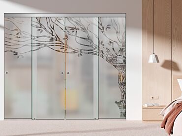 4 Panel Frameless Closet Glass Sliding Bypass Door Fsg4-1563