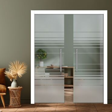 Double Pocket Sliding Glass Door with Frosted Design PSGD-0935