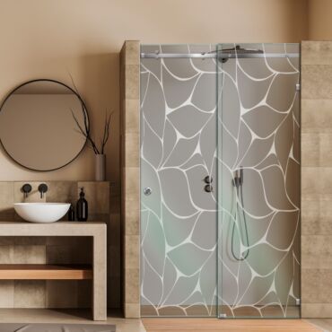 Frameless Sliding Glass Shower Door with Frosted Design FSGS - 0358