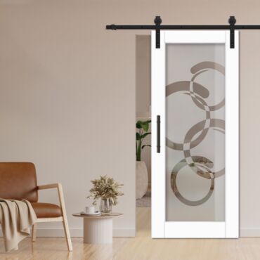 1 Lite Sliding Barn Door with Glass Insert WGD - 1358