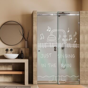 Frameless Sliding Glass Shower Door with Frosted Design FSGS - 0360