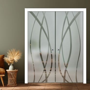 Double Pocket Sliding Glass Door with Frosted Design PSGD-0937