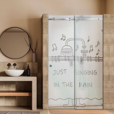 Frameless Sliding Glass Shower Door with Frosted Design FSGS - 0360