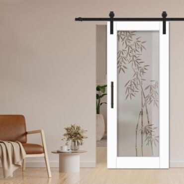 1 Lite Sliding Barn Door with Glass Insert WGD - 1360