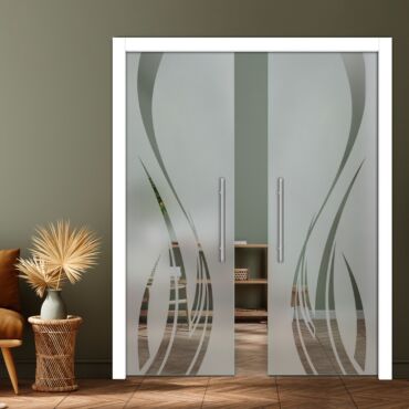 Double Pocket Sliding Glass Door with Frosted Design PSGD-0938