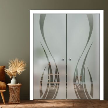 Double Pocket Sliding Glass Door with Frosted Design PSGD-0938