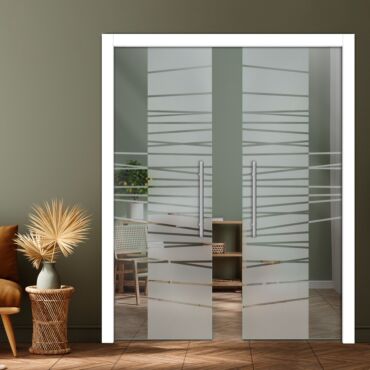 Double Pocket Sliding Glass Door with Frosted Design PSGD-0939