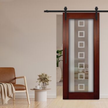 1 Lite Sliding Barn Door with Glass Insert WGD - 1362