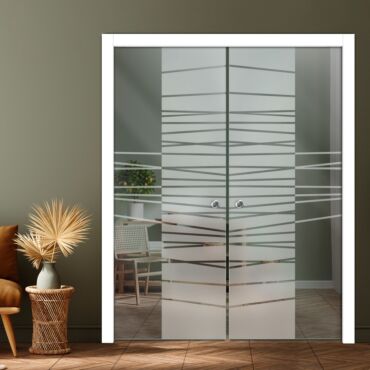 Double Pocket Sliding Glass Door with Frosted Design PSGD-0939