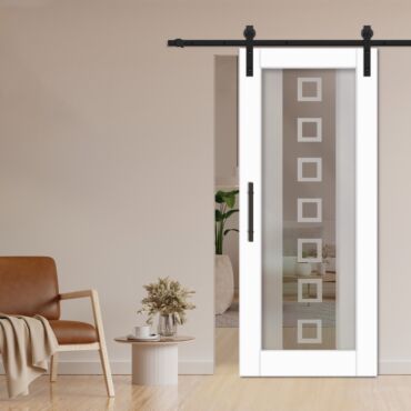 1 Lite Sliding Barn Door with Glass Insert WGD - 1362