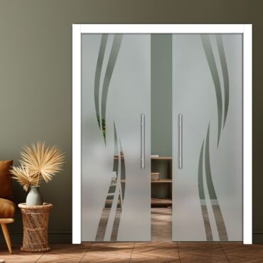 Double Pocket Sliding Glass Door with Frosted Design PSGD-0940