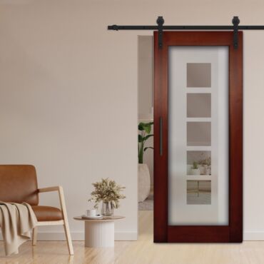 1 Lite Sliding Barn Door with Glass Insert WGD - 1363