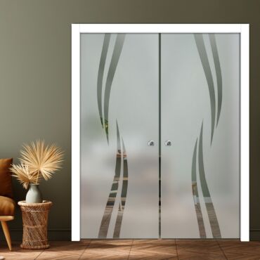 Double Pocket Sliding Glass Door with Frosted Design PSGD-0940