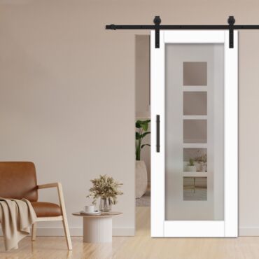 1 Lite Sliding Barn Door with Glass Insert WGD - 1363