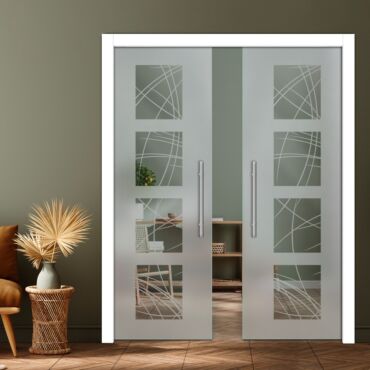 Double Pocket Sliding Glass Door with Frosted Design PSGD-0942