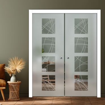 Double Pocket Sliding Glass Door with Frosted Design PSGD-0942