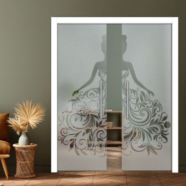 Double Pocket Sliding Glass Door with Frosted Design PSGD-0943