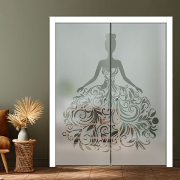 Double Pocket Sliding Glass Door with Frosted Design PSGD-0943