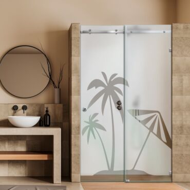 Frameless Sliding Glass Shower Door with Frosted Design FSGS - 0366