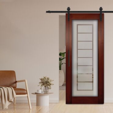 1 Lite Sliding Barn Door with Glass Insert WGD - 1367