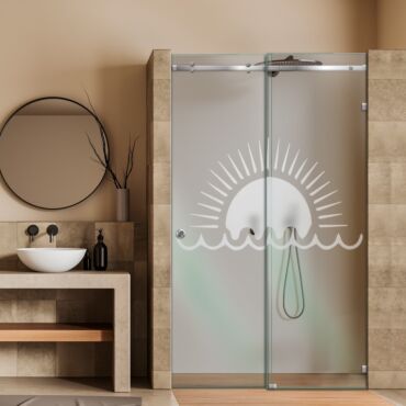 Frameless Sliding Glass Shower Door with Frosted Design FSGS - 0367