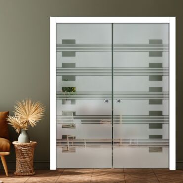 Double Pocket Sliding Glass Door with Frosted Design PSGD-0944