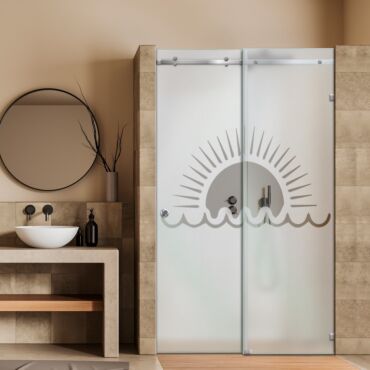 Frameless Sliding Glass Shower Door with Frosted Design FSGS - 0367