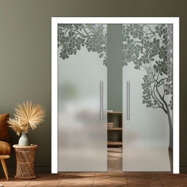 Double Pocket Sliding Glass Door with Frosted Design PSGD-0881