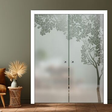 Double Pocket Sliding Glass Door with Frosted Design PSGD-0881