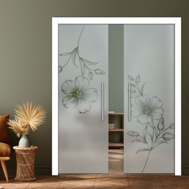 Double Pocket Sliding Glass Door with Frosted Design PSGD-0945