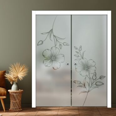 Double Pocket Sliding Glass Door with Frosted Design PSGD-0945