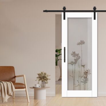 1 Lite Sliding Barn Door with Glass Insert WGD - 1368