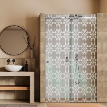 Frameless Sliding Glass Shower Door with Frosted Design FSGS - 0369