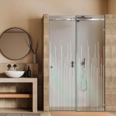 Frameless Sliding Glass Shower Door with Frosted Design FSGS - 0370