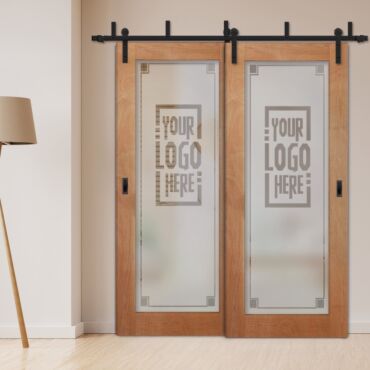 2 Leaf Sliding Barn Bypass Doors Customized (With Your Logo) BGD-0242