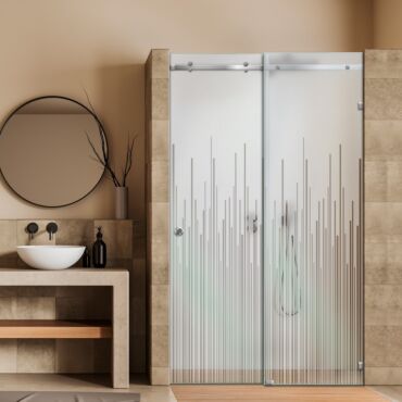 Frameless Sliding Glass Shower Door with Frosted Design FSGS - 0370