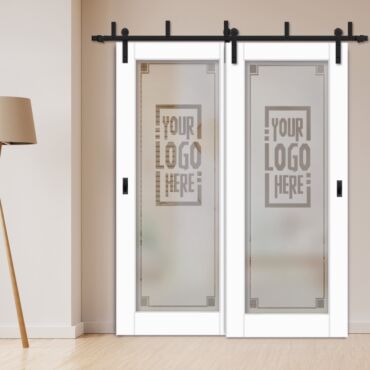 2 Leaf Sliding Barn Bypass Doors Customized (With Your Logo) BGD-0242