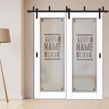 2 Leaf Sliding Barn Bypass Doors Customized (With Your Name) BGD-0243