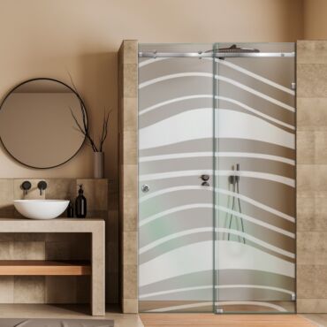 Frameless Sliding Glass Shower Door with Frosted Design FSGS - 0374