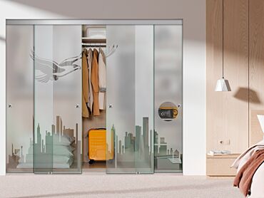 4 Panel Frameless Closet Glass Sliding Bypass Door Fsg4-1565