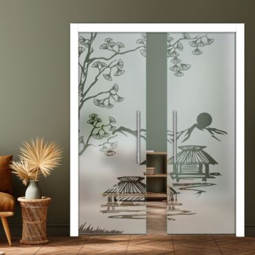 Double Pocket Sliding Glass Door with Frosted Design PSGD-0882