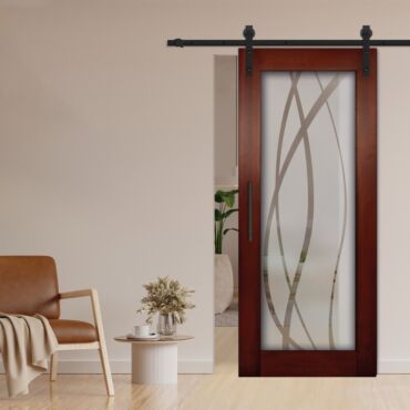 1 Lite Sliding Barn Door with Glass Insert WGD - 1306