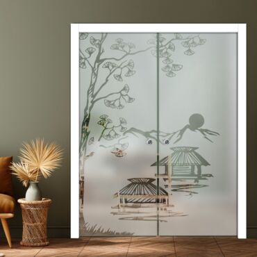 Double Pocket Sliding Glass Door with Frosted Design PSGD-0882