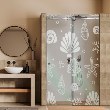 Frameless Sliding Glass Shower Door with Frosted Design FSGS - 0381