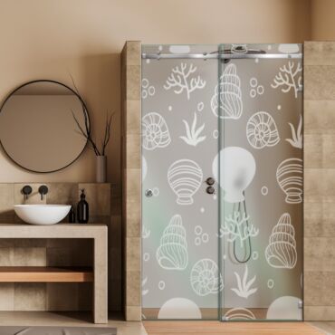 Frameless Sliding Glass Shower Door with Frosted Design FSGS - 0383